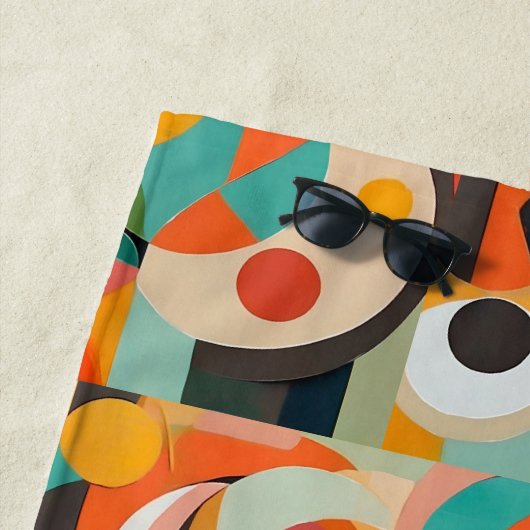 Medio eeuw moderne kunst, naam of monogram geometr strandlaken (In situ)