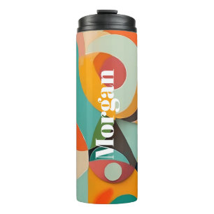 Medio eeuw moderne kunst, verticale naam, geometri thermosbeker