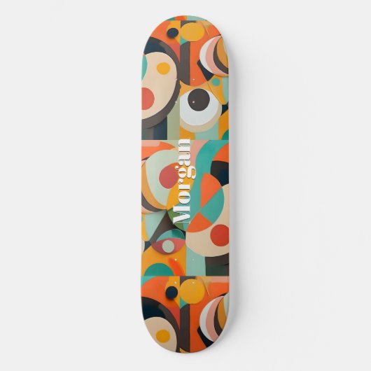 Medio eeuw moderne kunst, verticale naam geometris persoonlijk skateboard (Voorkant)