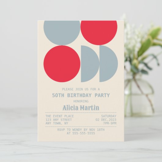 Medio eeuw moderne retro geometrische verjaardag kaart (Staand voorkant)