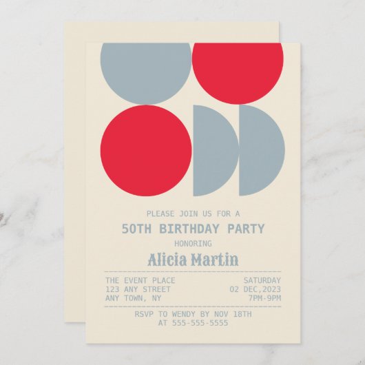 Medio eeuw moderne retro geometrische verjaardag kaart (Voorkant / Achterkant)