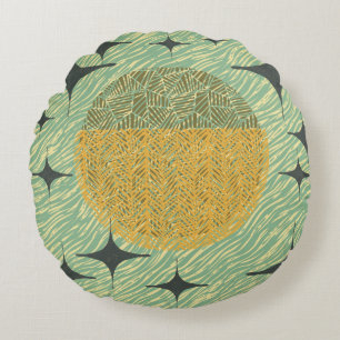 Medio eeuw Sage geometrisch ontwerp Rond Kussen