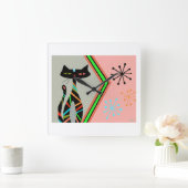 Medio-eeuwse moderne kat atoomhuis vierkante klok (Huis)