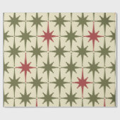 Medio-eeuwse Moderne Retro Vintage Kerststerren Cadeaupapier (Vlak)