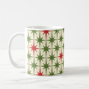 Medio-eeuwse Moderne Retro Vintage Kerststerren Koffiemok