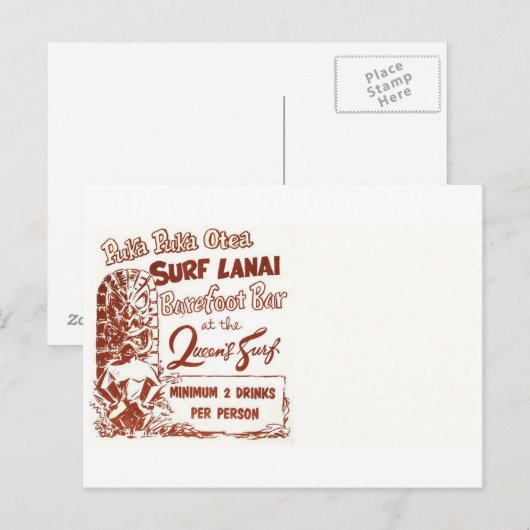 medio-eeuwse Tiki Briefkaart (Voorkant / Achterkant)