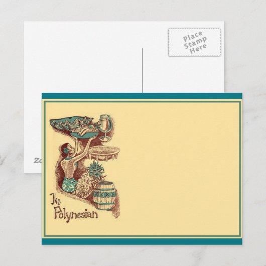  medio-eeuwse Tiki Briefkaart (Voorkant / Achterkant)