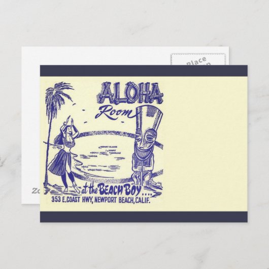  medio-eeuwse Tiki Briefkaart (Voorkant / Achterkant)