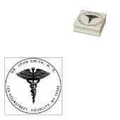 Medisch 3D-Caduceus-symbool Ronde retouradres Rubberstempel (Gestempeld)