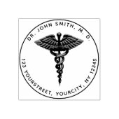 Medisch 3D-Caduceus-symbool Ronde retouradres Rubberstempel (Afrduk)