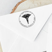 Medisch 3D-Caduceus-symbool Ronde retouradres Rubberstempel