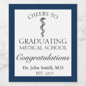 Medisch Afstuderen - Blauw Wijn Etiket (Enkel label)