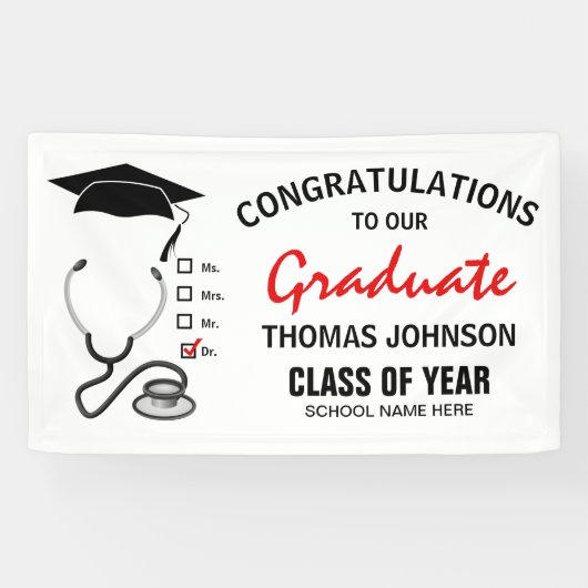 Medisch Afstuderen | Gefeliciteerd New Doctor Spandoek (Horizontaal)