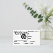 Medisch Alert Allergie Noodsituatie Personaliseren Visitekaartje (Staand voorkant)