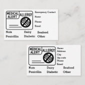 Medisch Alert Allergie Noodsituatie Personaliseren Visitekaartje (Voorkant / Achterkant)