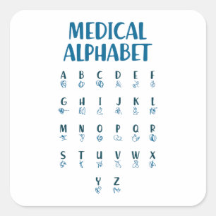 Medisch Alfabet Vierkante Sticker