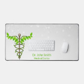 Medisch Alternatief Caduceus Groen Bladeren Wit Bureaumat (Keyboard & Muis)