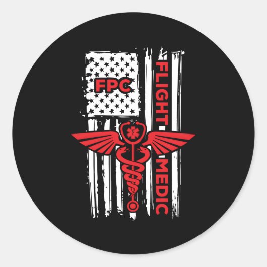 Medisch-Amerikaanse vlag vlucht Paramedic Emerge Ronde Sticker (Voorkant)