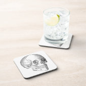 Medisch anatomische schedel, monochroom bier onderzetter (Rechterzijde)