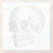 Medisch anatomische  schedel, monochroom glazen onderzetter (Achterkant)