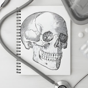 Medisch anatomische schedel, monochroom notitieboek