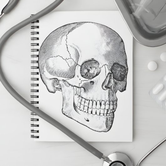 Medisch anatomische  schedel, monochroom notitieboek