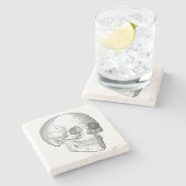 Medisch anatomische  schedel, monochroom stenen onderzetter (Zijkant)