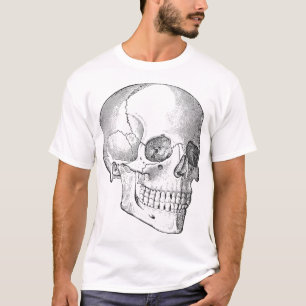 Medisch anatomische schedel, monochroom t-shirt
