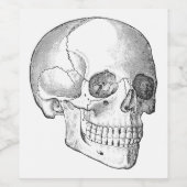 Medisch anatomische  schedel, monochroom wijn etiket (Enkel label)