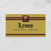 Medisch arts Caduceus Mosterd en Rood Visitekaartje (Voorkant)