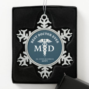 Medisch arts gepersonaliseerd tin sneeuwvlok ornament