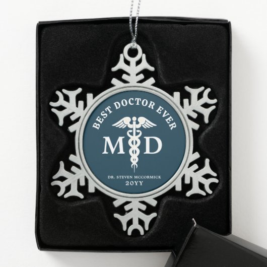Medisch arts gepersonaliseerd tin sneeuwvlok ornament (Kistje)