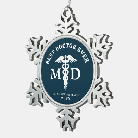 Medisch arts gepersonaliseerd tin sneeuwvlok ornament (Rechts)