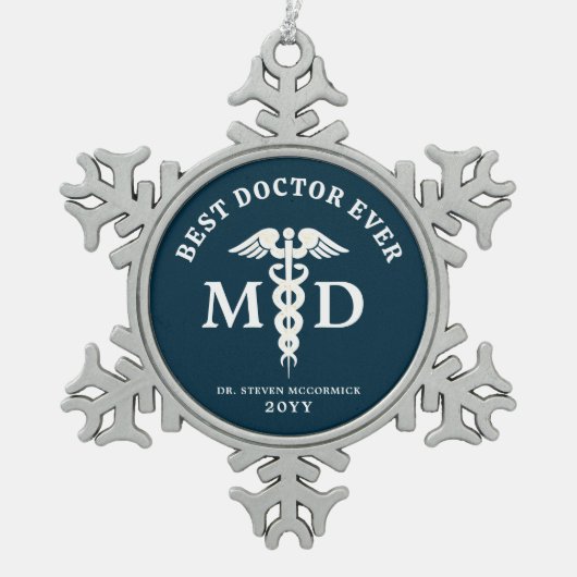 Medisch arts gepersonaliseerd tin sneeuwvlok ornament (Voorkant)