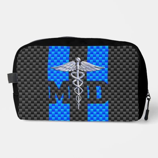 Medisch arts MD Caduceus Carbon Fiber Stripes Toilettasje (Voorkant)