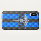 Medisch arts MD Caduceus op blauwe strepen Case-Mate iPhone Case (Achterkant (horizontaal))