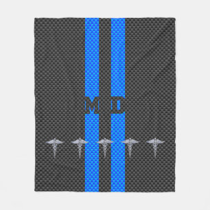 Medisch arts MD Caduceus op blauwe strepen Fleece Deken