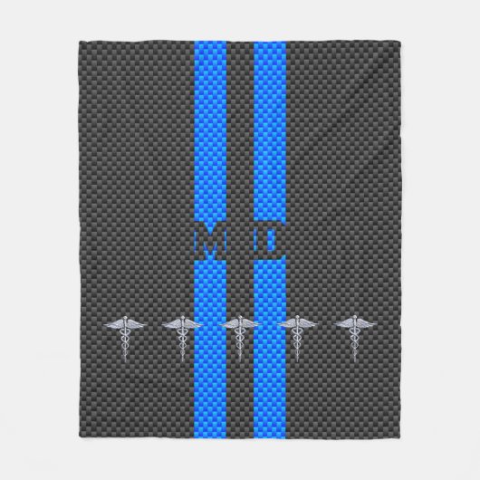 Medisch arts MD Caduceus op blauwe strepen Fleece Deken (Voorkant)