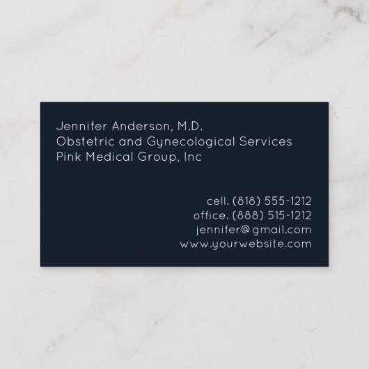 Medisch arts Ob/gynaecoloog Verloskundige Visitekaartje (Achterkant)