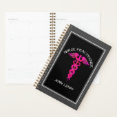 Medisch arts roze kaduceus Naam Planner (Display)