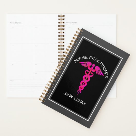 Medisch arts roze kaduceus Naam Planner (Display)