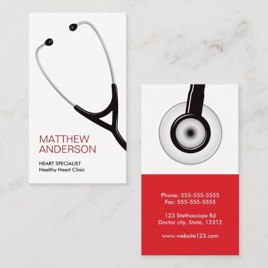 Medisch arts van stethoscoop visitekaartje (Voorkant / Achterkant)