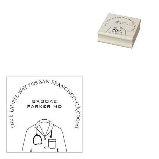 Medisch arts Witte jas retouradres Rubberstempel (Gestempeld)