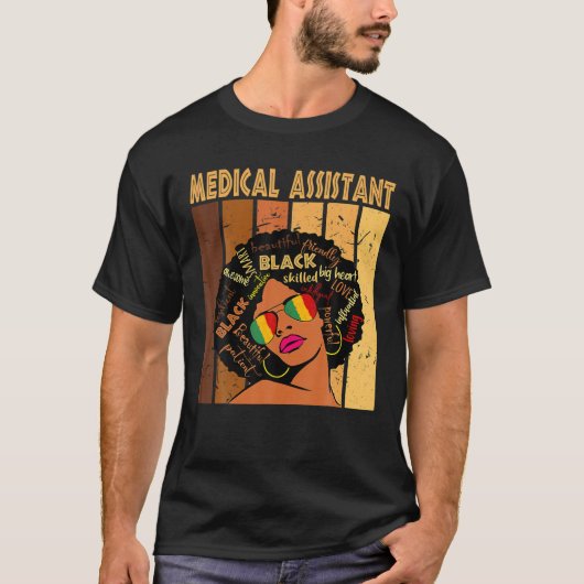 Medisch assistent Afro African American Black Hist T-shirt (Voorkant)
