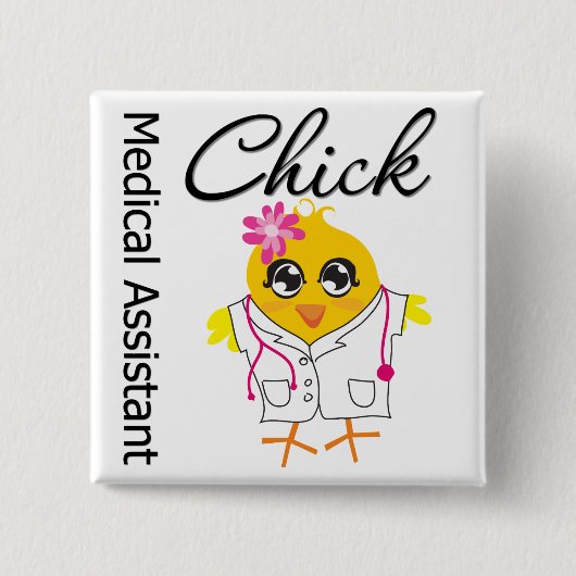 Medisch assistent Chick Vierkante Button 5,1 Cm (Voorkant)