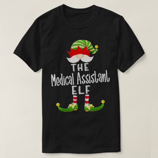 Medisch assistent Elf Group Kerstmis Funny Pajama T-shirt (Design voorkant)