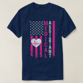 Medisch assistent geeft hartslag Roze Ameri T-shirt (Design voorkant)