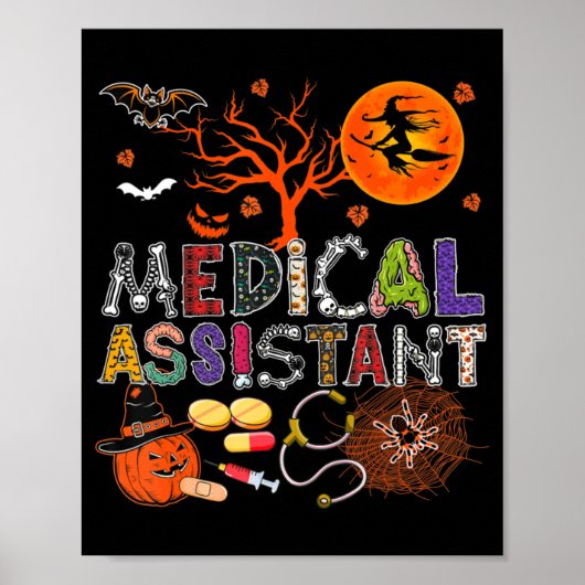 Medisch assistent Halloween Zombie Costume Scary P Poster (Voorkant)