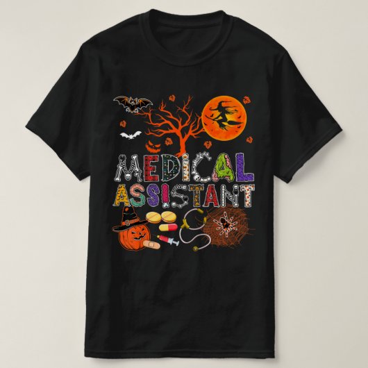 Medisch assistent Halloween Zombie Costume Scary P T-shirt (Design voorkant)