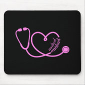 Medisch assistent Hart Stethoscooproze Muismat (Voorkant)